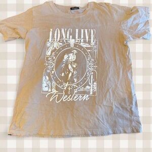 Western Cowgirl Graphic Short Sleeve Tee - Tan